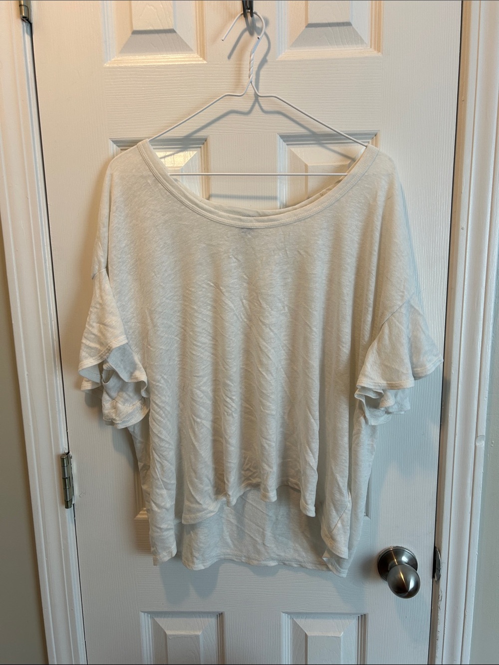 Old Navy Cream Short-Sleeve Ruffle Top